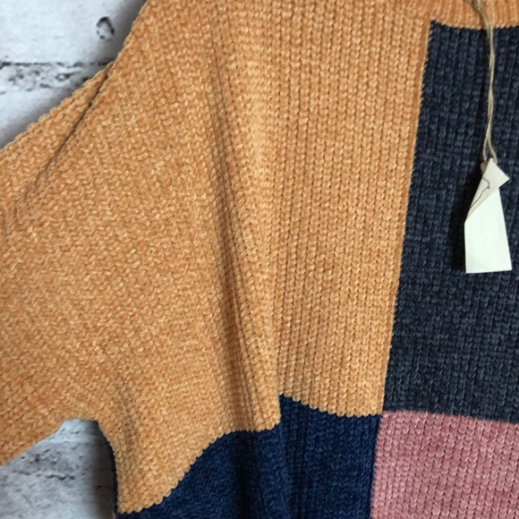 Easel Chenille Color Block Oversized Sweater - Picture 3 of 10
